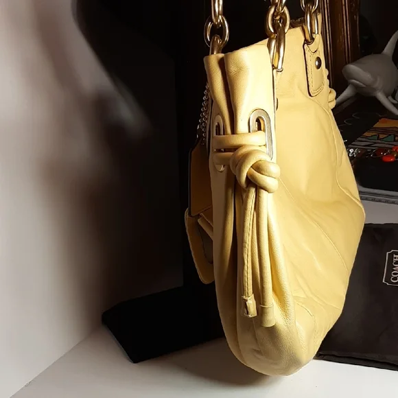 Coach Kristin Yellow Leather Hobo Shoulder Bag - Picture 8 of 16